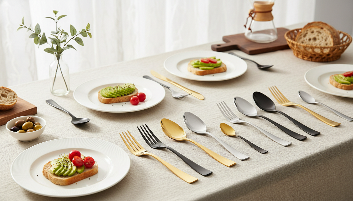 Mixed-Tone Flatware Set (24-Piece) for 6: Black/Gold/Silver