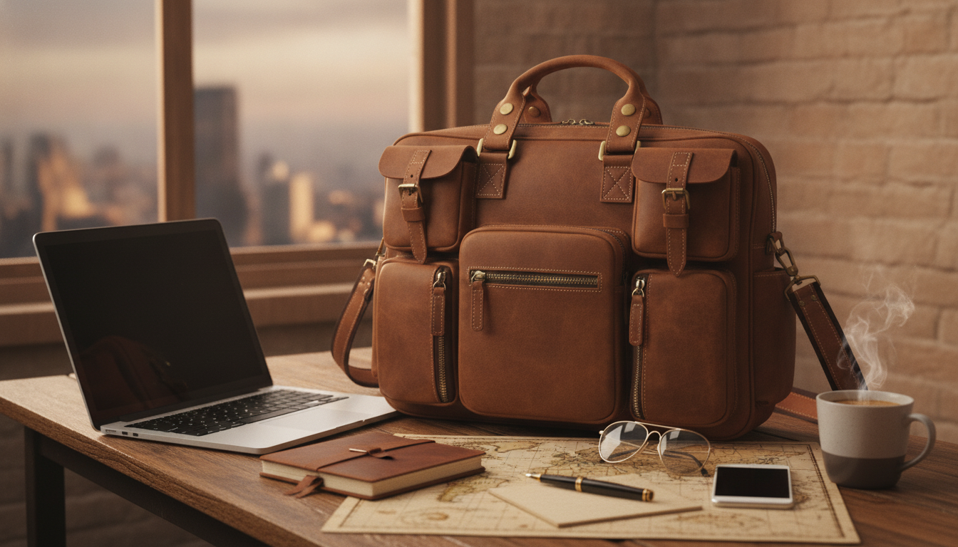 Vintage Cowhide Briefcase for 15.6" Laptops (Messenger)